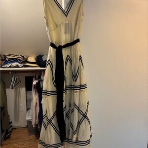 Elegant Cream and Black Maxi Dress